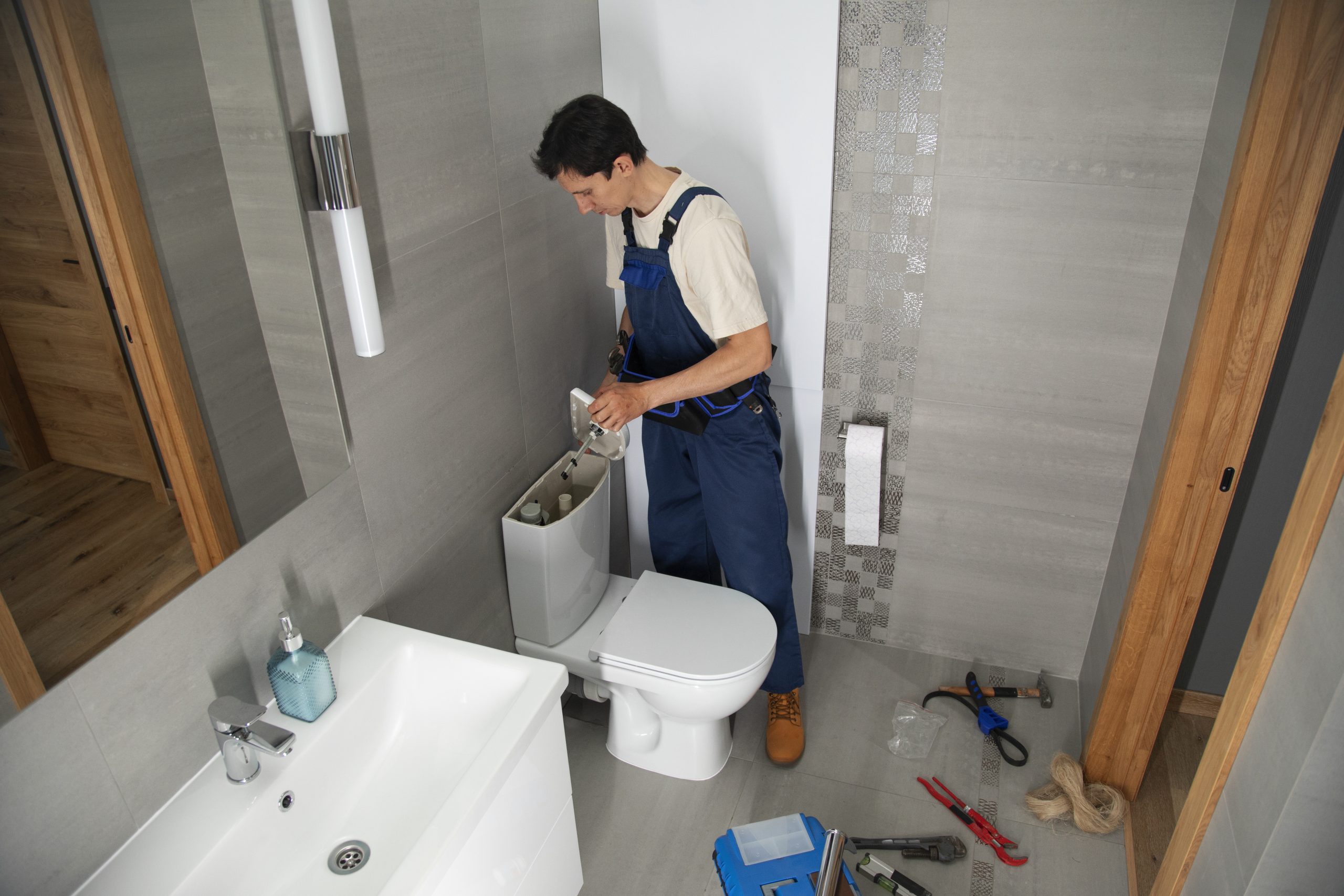 Installation professionnelle d’un lavabo et de la robinetterie
